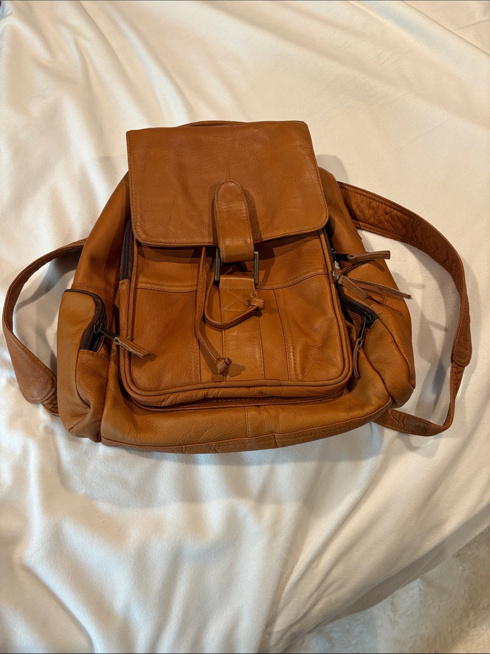latico Tan Leather Backpack with Front Flap
